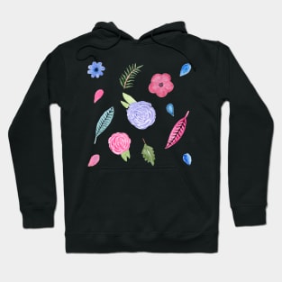 Pink and blue floral pattern Hoodie